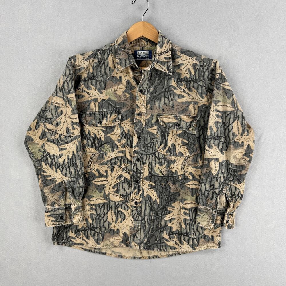 Vintage Textile Projects Shirt Mens XL Camo Long Sleeve Button Up Hunting USA